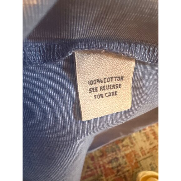 The Vermont Country Store L/XL Blue Cotton Robe Belt Pockets Lounge Mens - Picture 5 of 5